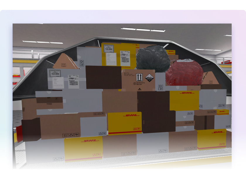 DHL parcels stacking