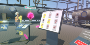 VR scenario showing a trainee pressing buttons