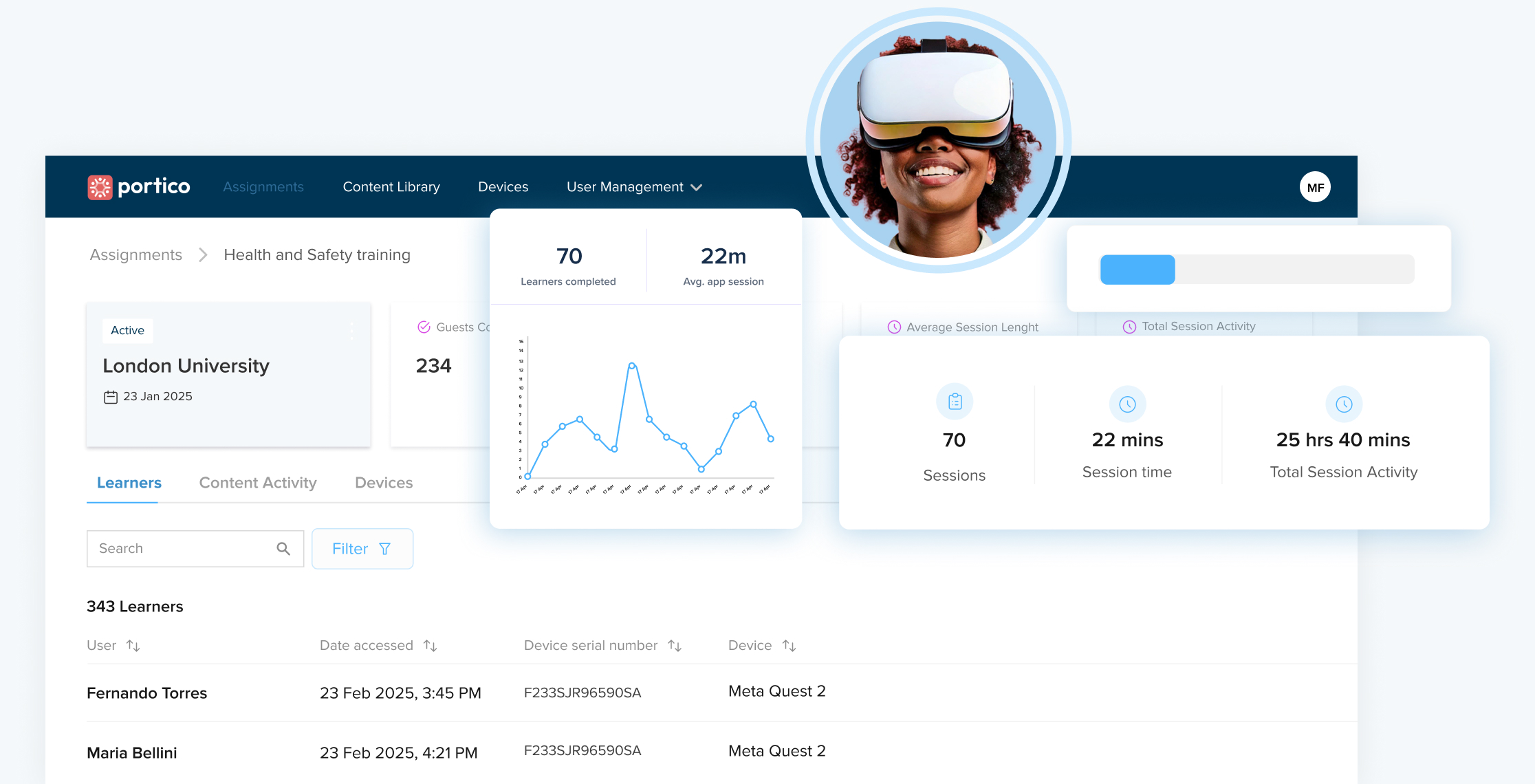 Portico VR Learning Management System