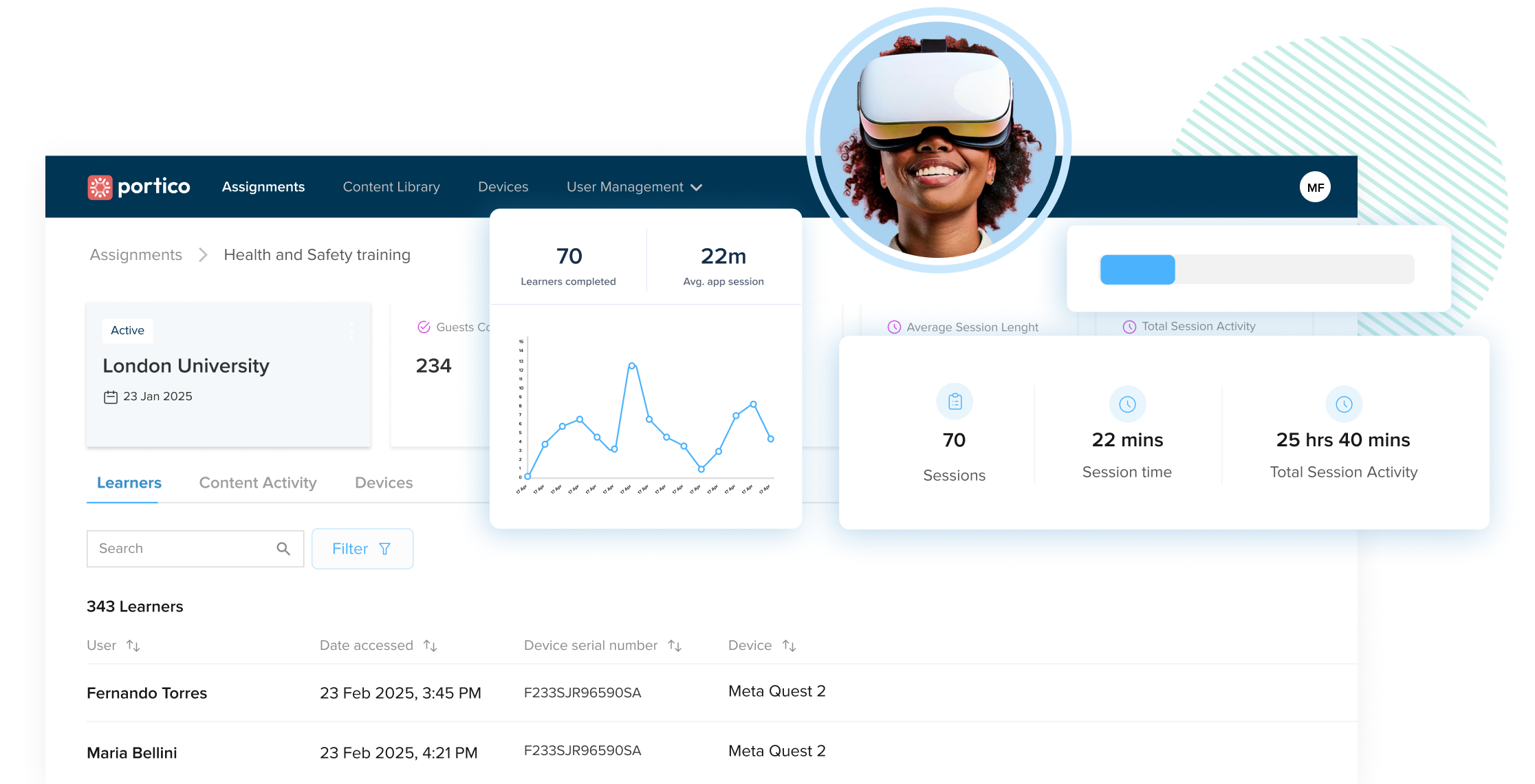 The Learning Management System for VR training